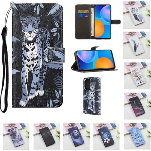 P Smart 2021 Painted Leather Case for Huawei Y7A Y8P P40 Pro Y6P Y5P Honor 10X 9X Lite Coque Shockproof Full Protection Cover
