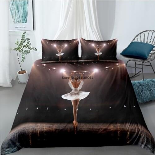 Dancing Girl Duvet Cover Double Swan Ballerina 3d Bedding Set King Size Quilt Cover 150*200 Soft Bedclothes for Home Decor