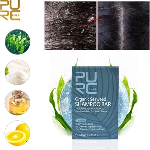 PURC New Seaweed Shampoo Bar Vegan and Seaweed Handmade Cold Processed No Chemicals Natural Hair Shampoo