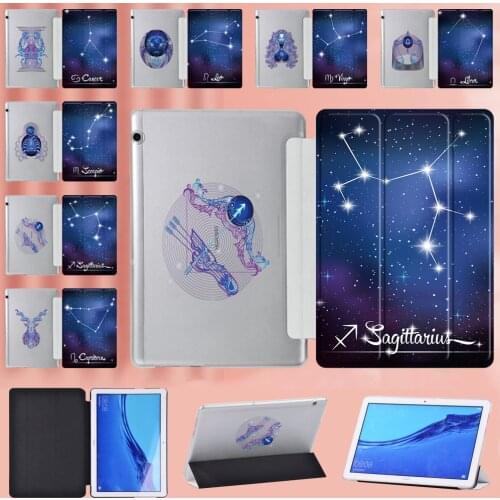 Constellation Series Tablet Case for Huawei MediaPad T5 10 10.1" / MediaPad T3 10 9.6" Fundas PU Leather Trifold Stand Cover
