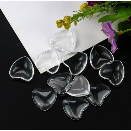 10pcs 25mm Heart Glass Sticker Crystal Transparent Time Gem Cabochon DIY Photo Frame Cover Necklace Making Jewelry Accessories