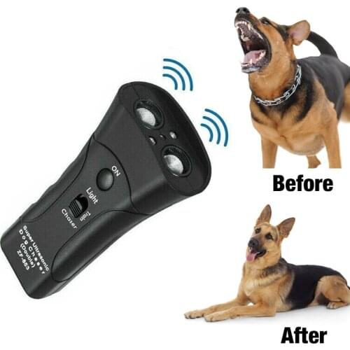 Outdoor Multi Tool Pet Anti Dog Barking Pet Trainer LED Light Ultrasonic Gentle Chase Training Double Head Trumpet new