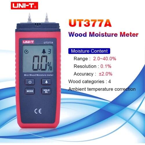 UNI-T UT377A Digital Wood Moisture Meter tester LCD Backlight Hygrometer Humidity Tester for Paper Plywood Wooden Materials