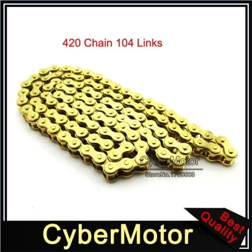 Gold 420 Chain 104 Links For Chinese 110cc 125cc Engine Pit Dirt Motor Trail Bike ATV Quad 4 Wheeler Motorcycle