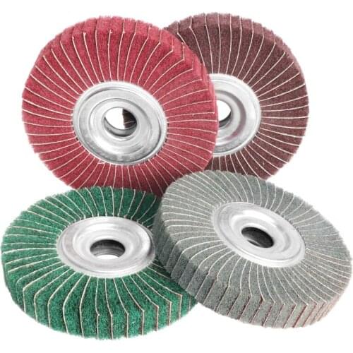 1Pc Non-woven Scouring Pad 6"/150mm Grinding Wheel Flap Polishing Wheel Nylon Fiber Disc 25mm Bore 1" thickness