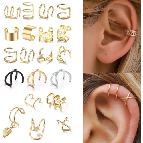 12pcs Bohemian Ear Cuffs Leaf Clip Earrings For Women Jewelry Climbers No Piercing Fake Cartilage Earring Jewelry Accessories