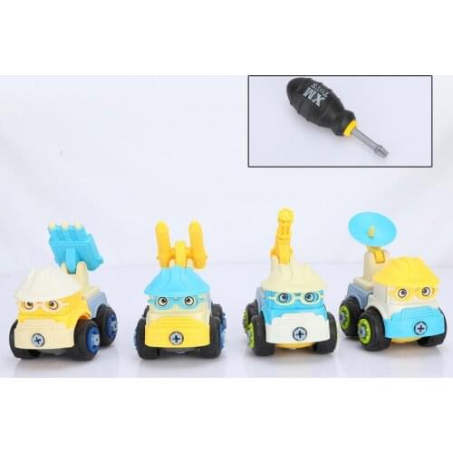 4Pcs Detachable Construction Toy DIY Function Movable Joints Construction Truck Model Toys Children Brain Development Kids Gift