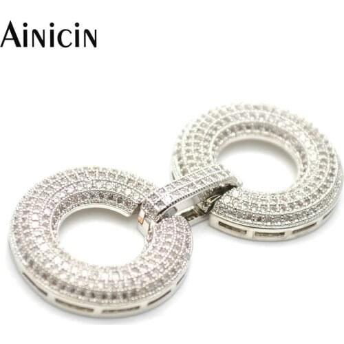 5pcs High Quality Rhinestone Crystal Setting Double Circle Clasp Pendants For Fashion Women Necklace Making Materials