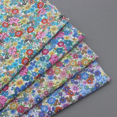 50cm * 145cm / piece, Five Color Flower Cotton Cloth,Shirt,Dress,Headscarf,Doll,Curtain,Tablecloth Fabric, DIY Handmade Material