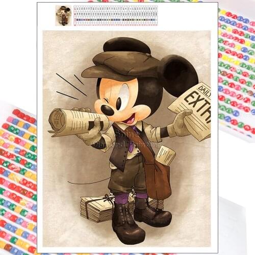 5D Diamond Painting Disney Cartoon Mickey Mouse Sells Newspaper Hobby Art DIY Mosaic Rhinestone Full Square Round Kit Home Decor