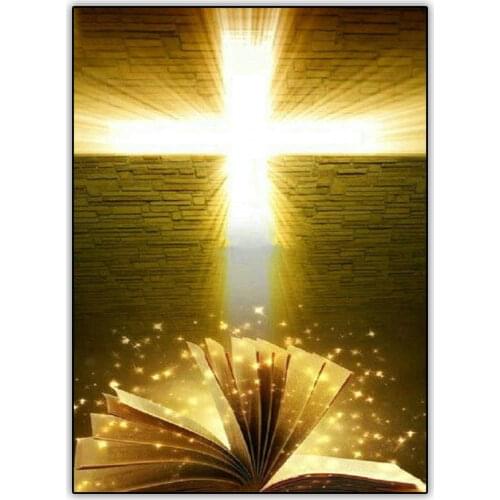 Full Drill Square 5d Diy Diamond Painting Cross Stitch Kit The Bible and Cross Picture Art Diamond Mosaic Paintings Accessories