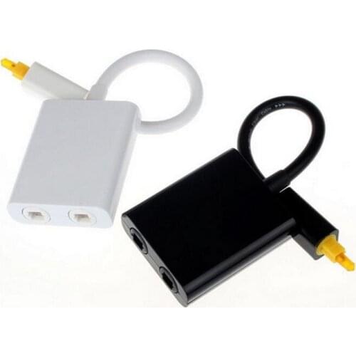 100pcs Digital Toslink Optical Fiber Audio Cable 1 Male to 2 Female Toslink Splitter Adapter 18cm black white for CD DVD Player