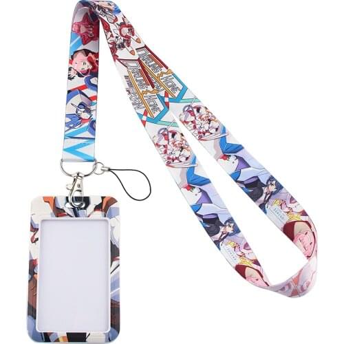 YL183 Zero Two Keychain Anime Lanyard Credit Card ID Holder Bag Student Woman Travel Bank Card Cover Key Ring