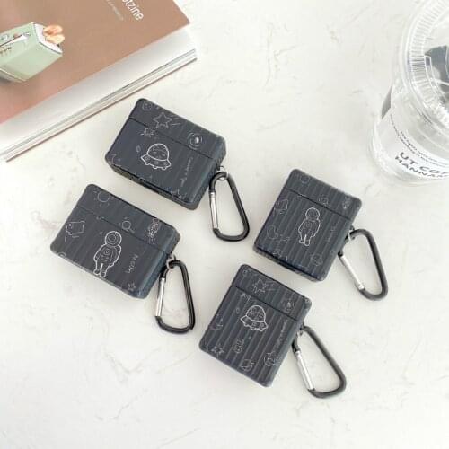 Black Astronaut Wireless Earphone Charging Box Cover Bag for Apple AirPods Pro Soft Protective Case Cover for AirPods 3 2 1