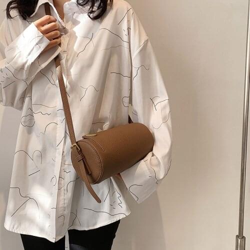 Cylinder pillow bag litchi soft leather one shoulder mobile phone bag purses and handbags bag for women