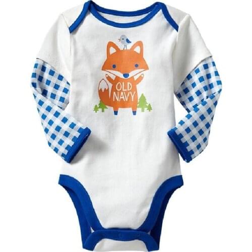 Fox baby bodysuits grid sleeve fashion bebe roupas body suit jumpsuit newborn boys one-piece costumes