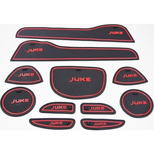 Car Interior Door Mat Cup Pads Non-Slip Mat For Nissan JUKE 2010-2017 Red Letter