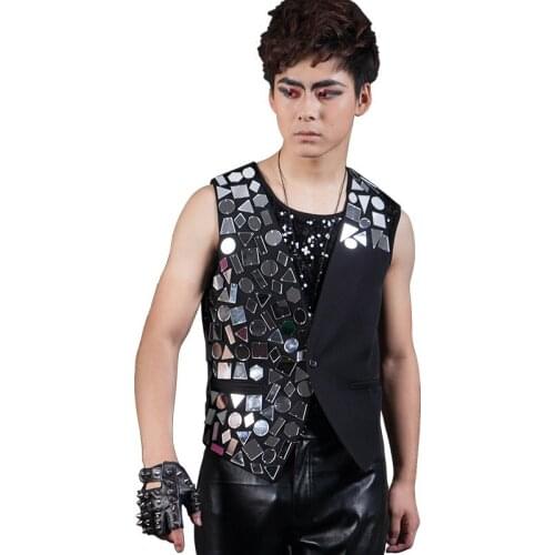 Mens nightclub DJ stage outfit personality stage fashion bar male ds dance singer vest jacket costume