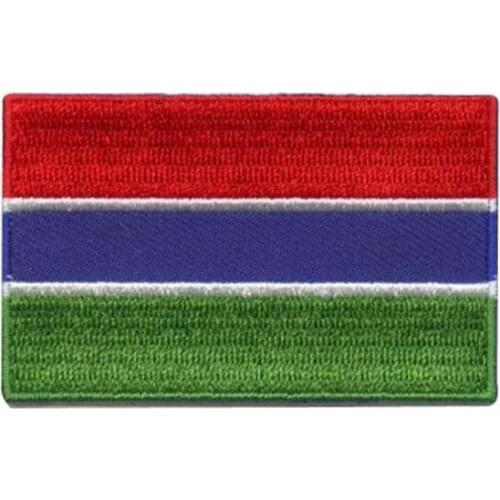 Gambia Flag Embroidery Patches Made by Twill with Heat Cut Broder and Iron On Backing Custome MOQ50pcs Free Shipping by Post