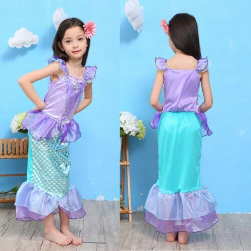 New Girls Fancy Dress Kids Stage Performance Cosplay Baby Girl Bling Trumpet Princess Pageant Party Tail Maxi Dresses Costume