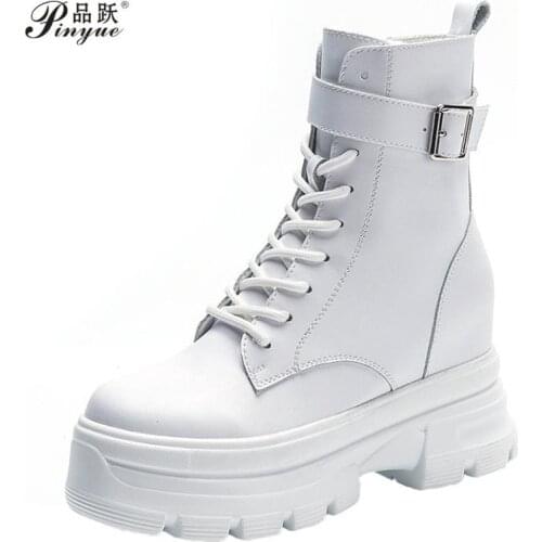 New Thick-soled Genuine Leather Womens Boots Fashion Zipper Convenient Short Boots Autumn Winter Warm Casual Sports shoe