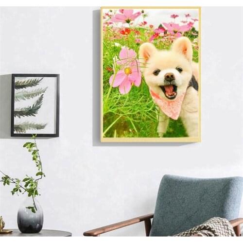 New 5D DIY Diamond Mosaic Cross Stitch White Dog Rhinestone Embroidery Sale Square Animal Home Decoration Wall Art Gifts