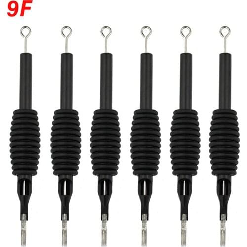 OPHIR 6PCS/Lot 9F Sterile Disposable Tattoo Nozzle Needle Tips and Tube 3/4 Grip _TA110(9F)-6x