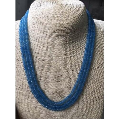 GENUINE TOP NATURAL 3 Rows 2X4mm FACETED BEADS NECKLACE 17-18