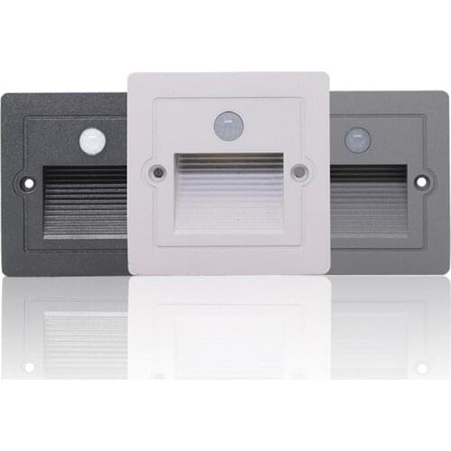 Outdoor Waterproof IP65 3W LED Step Light PIR Motion Sensor Stair Light Embedded Lamps Square Wall Corner Lamp garden AC85~265V