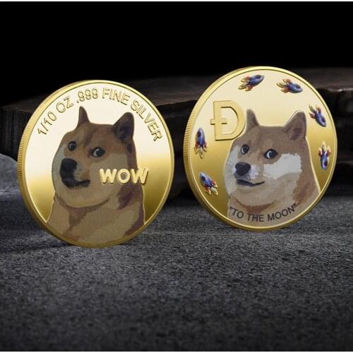 Gold Silver Plated Dogecoin Commemorative Coins Cute Dog Pattern Beautiful Souvenir Collection Gifts Desktop Ornaments Creative