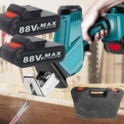 88VF Cordless Reciprocating Saw Portable Electric Saw for Wood Metal Plasitic Pipe Cutting Power Saw Tool 4PCS Blade