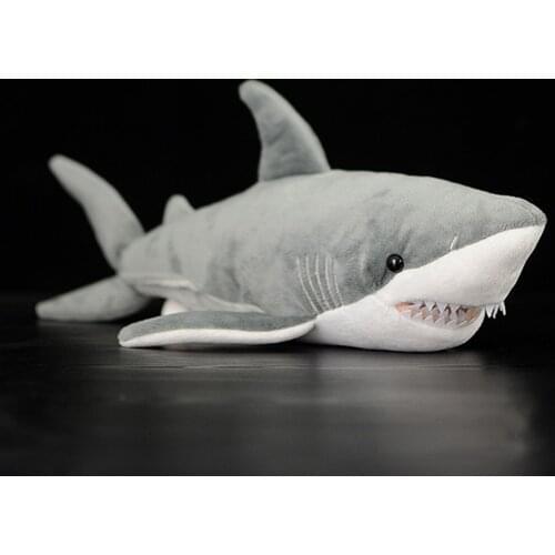16" Lifelike Great White Shark Stuffed Toy Soft Shark Plush Toys Simulation Ocean Animal Toy Christmas Gifts For Kids