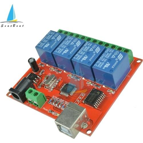 12V 4 Channels USB Relay Module Programmable Computer Control Relay Switch for Smart Toy Home