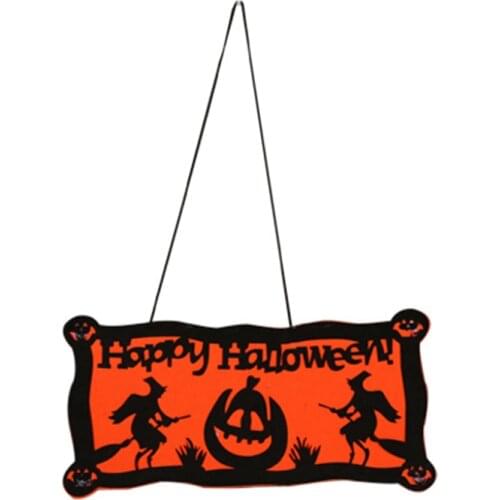 Happy Halloween Pumpkin Witch Hanging Ornaments Halloween Party Decoration Hanging Signs for Door Window Wall Home Decor