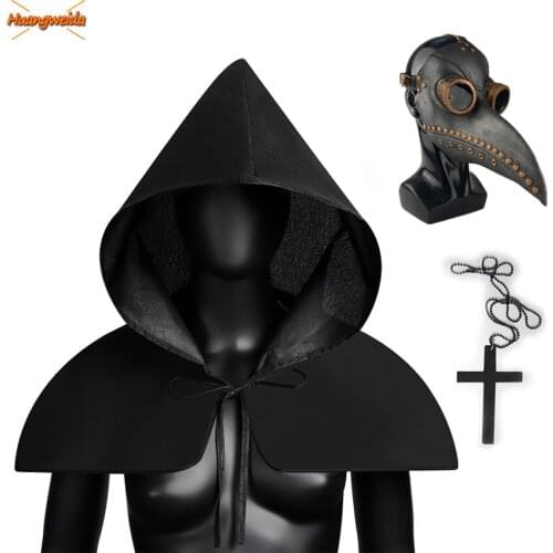 Grim Reaper Costumes Cape Cloak Christian Cosplay Plague Doctor Steampunk Mask Cross Death Priest Halloween Costumes for Women