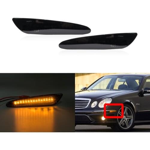 Euro-Style Smoked Front Led Fender Amber Side Marker Lights For Mercedes-Benz E-Class W211 Pre-LCI E320 E350 E500 E55 AMG