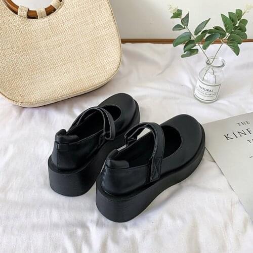 Wedge Mary Jane Shoes Women Japanese Style Lolita Shoes Vintage Girl High Heel Platform PU Leather Shoes College Student Shoes