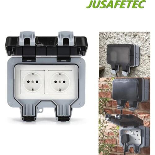2-Way Outdoor Socket Power Socket Impact Resistance 3680W 16A EU UK FR US Electrical Outlet IP66 Wall Socket For Garden Décor