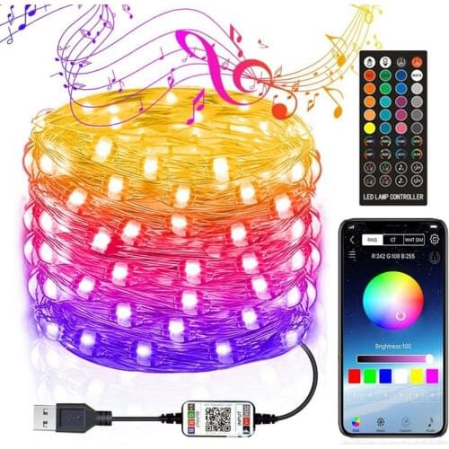 Smart Garland Bluetooth LED Fairy String Lights APP Remote Control Lamp Christmas Decorations Tree Garland Light Garden Decor