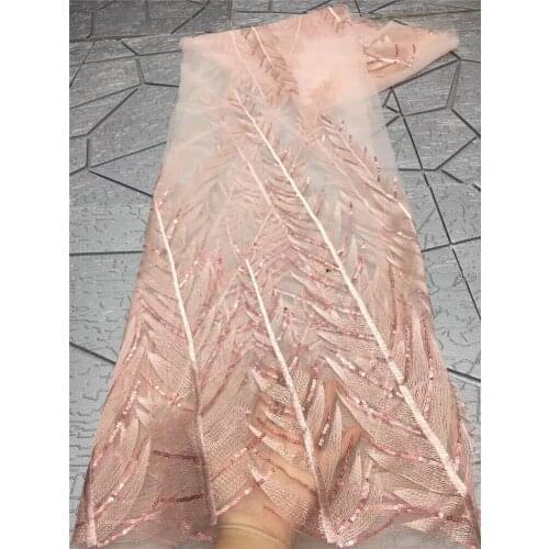 High-quality large leaf sequin embroidery, French tulle lace, African lace fabric, Nigerian style lace, suitable for fashionable