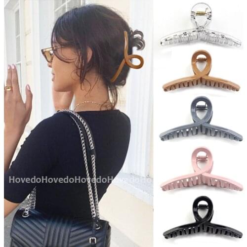 Solid Color Hair Clips Simple Claw Clip Head Grab Clips Crab Claws Women Girls Hairpin Transparent Barrettes Hair Accessories