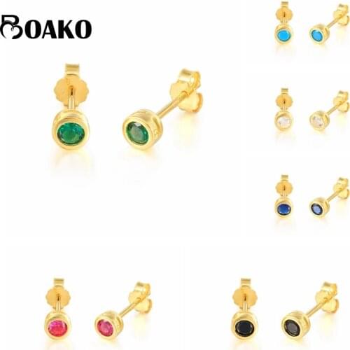 BOAKO Pendientes Plata 925 Sterling Silver Stud Earrings for Women 2021 Trend Zircon Piercing Earring Jewelry Girl Gift Brincos
