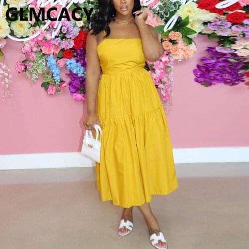 Women Spaghetti Strap Back Bow Knot Deisn Maxi Solid Dress