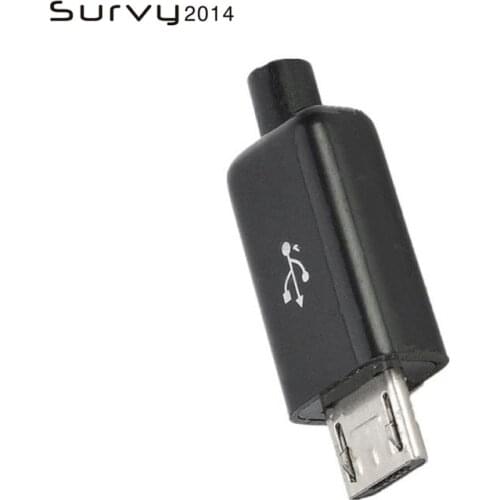 10pcs/ Sets 5 in 1 DIY Micro USB Welding Type Male 5 Pin Plug Connector w/Plastic Cover Black