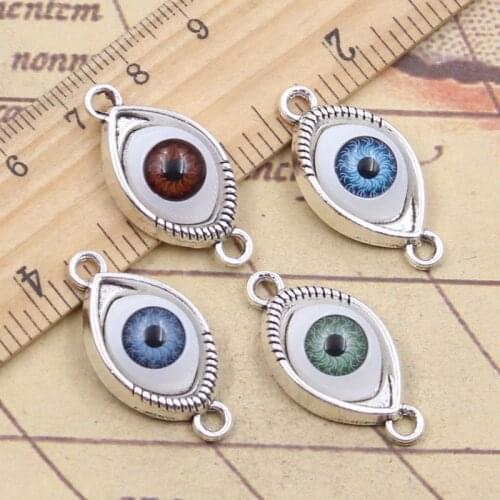 10pcs 3types Charms 3colors Devil Eye 30x15mm DIY Retro Jewelry Braclet Necklace Antique Bronze Silver Color Gold