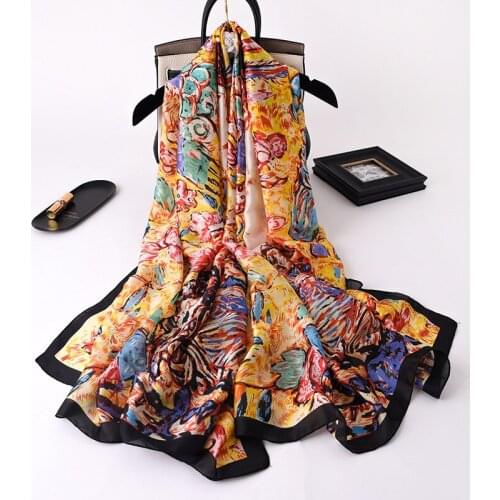 2021 Summer Fashion 180X90CM Neckerchief Beach towel Korean Style Print Sunscreen Satin Silk Scarf Female Travel Bandana Shawl