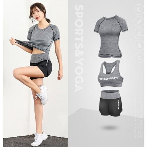 3pcs/set Yoga Sport Set Women Crop Top Bra Shorts t shirt Sport suit Workout Outfit Active Fitness Wear Yoga Gym Running Sets