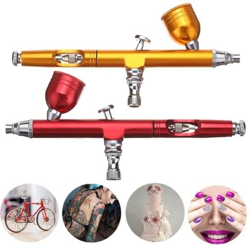 Airbrush Tool Dual Action Gravity Feed 0.3mm Nozzle Spray Gun Cake Decorating Brushes For Nail Manicure With Wrench Straw