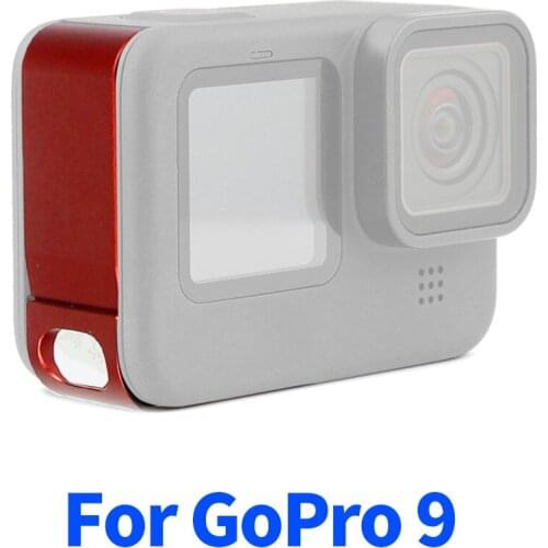 Battery Side Door for GoPro Hero 9 Black Metal Battery Lid Charging Port Protective Cover Mount Red for Gopro9 Protector