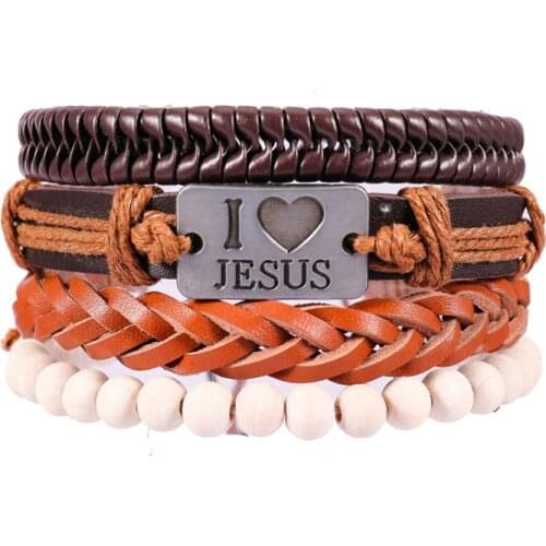 1Set 3/4Pcs Leather Bracelet Men Multi-layer Bead Bracelet Women Homens Pulseira Punk Casual Mens Jewelry Bracelet Accessories